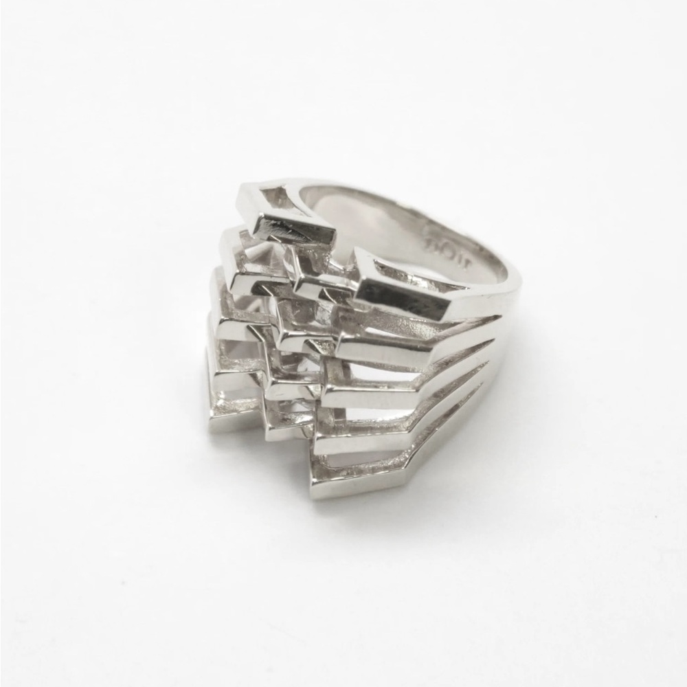 NWT NOIR JANICE MOUNTAIN PEAKS RING
18K rhodium plated brass ring